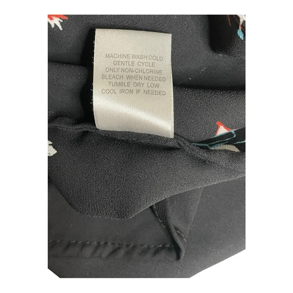 Daniel Rainn Womens Hi-Low Split Neck Blouse Top Size: S Color: Black Flora - Picture 4 of 10